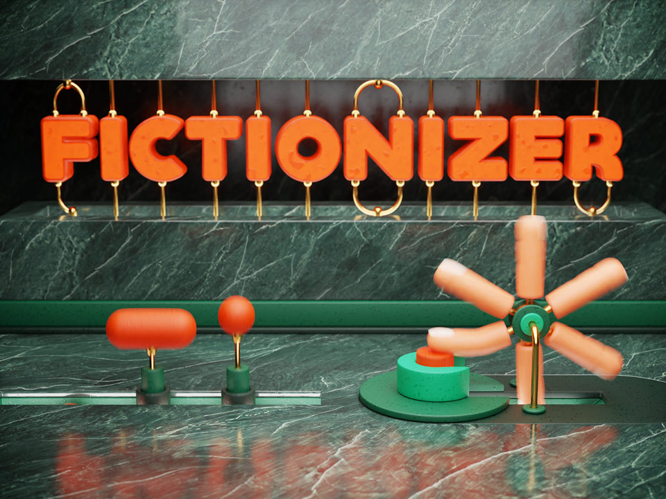 A still image taken from a 3D animation created for ‘Morse Code Day’ spelling the name of our animation company Fictionizer.tv. Een afbeelding uit een 3D Animatie gemaakt voor ‘Morsecodedag’. Het spelt de naam van ons bedrijf: Fictionizer.tv.