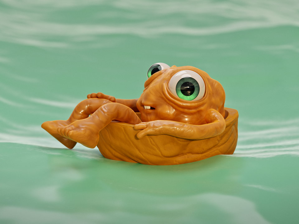 A still image taken from a 3D animation called: ‘Fictionizer in a Nutshell’. It’s created for the about page of our website: Fictionizer.tv. It show a little nutty fellow floating around an ocean in a walnut shell. Een afbeelding uit een 3D Animatie met de naam: ‘Fictionizer in een notendop’ voor de ‘over ons’ pagina van onze website: Fictionizer.tv. Het laat een klein nootig mannetje zien dat in een dop van een walnoot rond drijft op een oceaan. Fictionizer | 3D Animatie | Over Fictionizer Animatiestudio